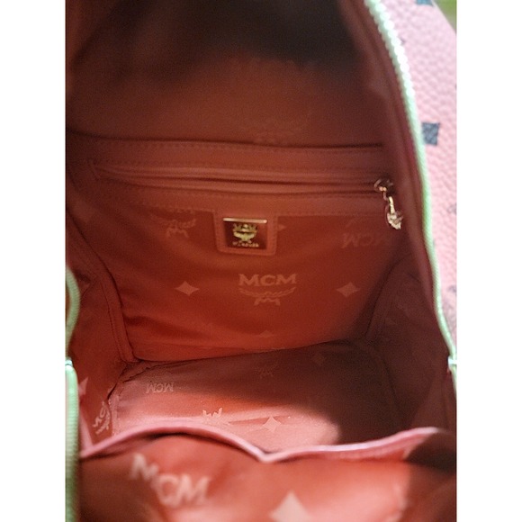 MCM Stark Side‎ Studs Backpack in Visetos, in a pink Salmon color - Picture 10 of 13